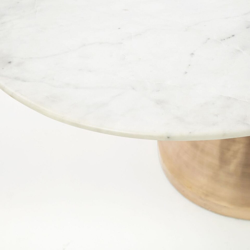 Silhouette Pedestal Marble Round Dining Table (122 cm 152 cm) West